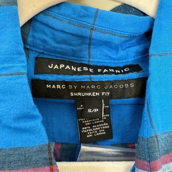 NWT MARC BY MARC JACOBS Blue Plaid Button Down Shirt Men's - Picture 4 of 4